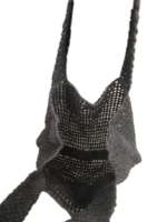 Neue Stilvolle Natürliche Umweltfreundliche Jute & Rattan Handgefertigte Handgewebte Geometrisches Muster Langlebige Schwarze Damen-Tragetasche Für Alle Jahreszeiten