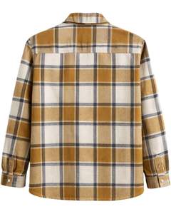 Chemise à carreaux personnalisée pour homme, manches longues, boutonnée, style décontracté en flanelle, couleur camel, marron, gris, fabricant sur mesure, vente en gros - Product Image 2