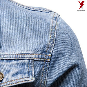 Chaquetas de mezclilla de primavera para hombre, chaqueta vaquera informal de Color sólido con un solo pecho, chaquetas ajustadas de algodón para hombre - Product Image 5