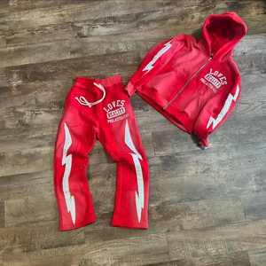 ชุดวอร์มกางเกงวอร์มปักลายและเสื้อฮู้ดชุดวอร์มซักลายปักใส่ตามท้องถนน - Product Image 1