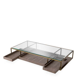 Roxton Coffee <b>Table</b> Brushed Brass Finish Durable Home Furniture Traditional Antique Contemporary for Tea Made Metal Marble - Product Image 3