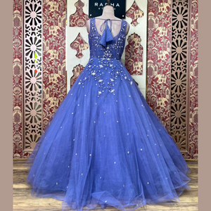 Vestido azul de diseñador con todos los ritmos y secuencia de trabajo manual pesado Ideal para compromisos y celebraciones especiales a granel - Product Image 5