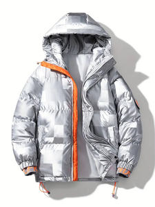 แจ็กเก็ตขนเป็ดสำหรับผู้ชายไซส์ใหญ่พิเศษมาใหม่แจ็กเก็ตหนังกันหนาวกันน้ำมีฟองตกแต่งขนสัตว์ - Product Image 6