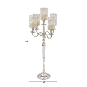 Candélabre votif en métal de luxe en cristal doré centres de table et de table décoratifs pour la fête de mariage et d'événement - Product Image 6