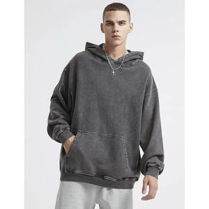 Sweat à capuche zippé pour homme, coupe classique, 100% coton épais, effet vintage, lavage à l'acide, broderie 3D, imprimé, collection automne, sensation de luxe - Product Image 5