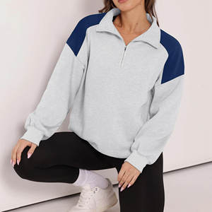 เสื้อกันหนาวซิปครึ่งแขนมีฮู้ดสำหรับผู้หญิงเสื้อกันหนาวขนแกะแบบสวมหัวสำหรับฤดูใบไม้ร่วง - Product Image 5