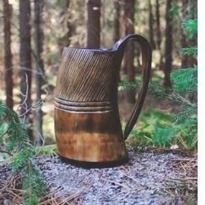 Corne à boire en corne naturelle fabriquée à la main Corne de boeuf polie Tasses à boire Viking logo de personnalisation disponible - Product Image 1