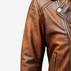 Chaqueta de Cuero Marrón Clásica Personalizada 2025 para Hombre, Estilo Motero, Piel de Cordero Auténtica, Chaqueta de Invierno de Lana de Oveja Tejida a Crochet, Talla Grande - Product Image 2