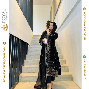 Monsoon Spécial Présentation Nouveau Designer Party Wear Faux Georgette Long Costume Pakistanais Dans Un Style Fantaisie - Product Image 3