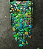 Opale noire éthiopienne naturelle de qualité supérieure, pierres brutes multicolores facettées de 5 à 20 mm, forme ovale, pierre précieuse pour la fabrication de bijoux