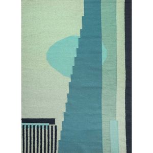 พรมขนสัตว์ลายตารางสีเขียวขนาด 9x12 ฟุต รูปทรงสี่เหลี่ยมผืนผ้า สำหรับห้องนั่งเล่นวัยรุ่น ลายกราฟิกนามธรรม ตกแต่งทางเดิน-ADWL-13062 - Product Image 1