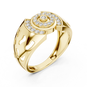 Bague de fiançailles en diamant rond avec un design halo concentrique |   Bague de luxe en bijoux fins pour fiançailles et mariage - Product Image 5