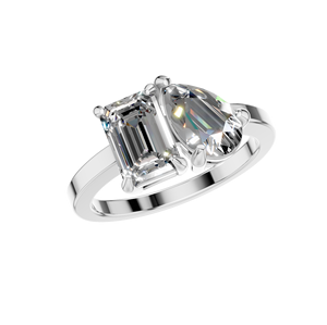 14K oro sólido Toi Et Moi anillo de dos piedras IGI certificado laboratorio cultivado diamante Esmeralda y corte de pera fabricante de joyería fina - Product Image 5