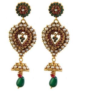 Tip Top Fashions Lustre Boucles d'oreilles Vert Pierre Autrichienne Dangler 1301902 - Product Image 1