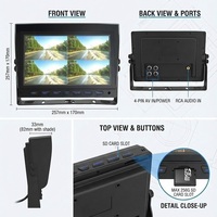 Moniteur Quad IPS 10,1 pouces 800 nit | DVR H.264 à 4 écrans partagés | Prise d'aviation à 4 broches | Système de caméra de recul 1080P pour camion, bus, camping-car