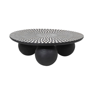 Mesa con incrustaciones de hueso de inspiración vintage con impresionantes patrones monocromáticos Elegante consola de mesa de té a precio de fábrica al por mayor - Product Image 1