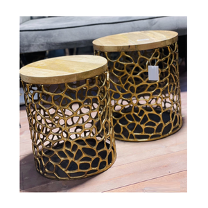 Juego de mesa auxiliar de metal cuadrada moderna de diseñador de dos mesas de color dorado de lujo de la mejor calidad para muebles para el hogar - Product Image 3