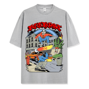 T-shirt pour homme en coton lourd surdimensionné à manches courtes avec un design imprimé en sérigraphie intégral en blanc - Product Image 5