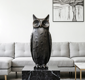 تمثال نحاسي حديث مخصص على شكل بومة، ديكور منزلي، قطعة فنية قابلة للتجميع، مصقول ومطلي بتقنية الصب - Product Image 3