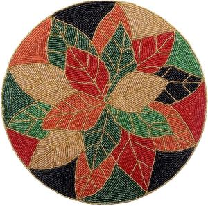 Leaf <b>Beaded</b> Design Colored <b>Beaded</b> <b>Placemat</b> Best for Table Decor Home Decor Coaster Mat <b>Beaded</b> Design and Shaped - Product Image 6