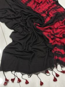 Sari en coton SRIVARI MAL léger et écologique, uni et teint, pour mariage, pour filles, le plus demandé de l'année - Product Image 5