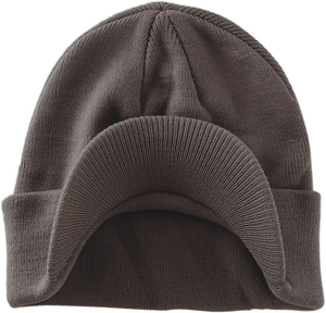 Bonnet d'hiver gris foncé pour hommes Bonnet double tricot, chaud et respirant, en laine mélangée, à bord, à la mode personnalisée, bon marché OEM - Product Image 3
