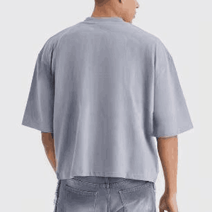 เสื้อยืดครอปไซส์ใหญ่พิเศษสำหรับผู้ชาย280 GSM boxy ไหล่100% หินคอตตอนซักได้ - Product Image 2