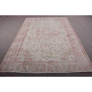 Grand tapis turc en laine de 67x9,4 pieds, blanc, design vintage persan patchwork avec envers en latex - Product Image 1