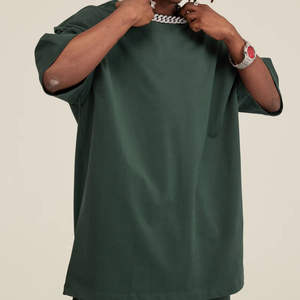 Nouveau surdimensionné solide à manches courtes T-shirt 100% coton Streetwear unisexe coupe ample T-shirt tricoté t-shirts de haute qualité hommes - Product Image 1