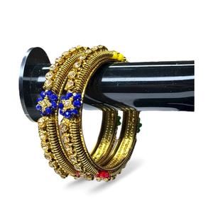 Conjunto de Brazaletes de Perlas con Corte Esmeralda Multicolor, Estilo Étnico, Hecho a Mano, Color Oro Antiguo, Calidad Premium, Venta al por Mayor para Mujer - Product Image 2