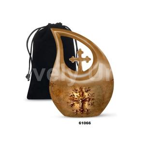 Urna de cremación para adultos con tema católico de aluminio negro para cenizas humanas, urna de gota cruzada decorativa con bolsa de terciopelo gratis - Product Image 6