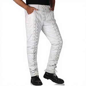 Pantalones de Hombre Estilo Gótico con Cordones, Cintura Alta, Decoración Cruzada, Corte Recto, Ropa Casual - Product Image 3