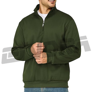 El suéter de media cremallera en color verde oliva ofrece un elegante calidez, sensación suave, ajuste moderno, ideal para looks casuales y frescos al aire libre - Product Image 4