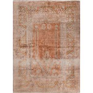 Alfombras de Seda Anudadas a Mano Gulmarg, Diseño Rectangular con Medallón Rojo Naranja, Estilo Patchwork para Sala de Estar, Modelo Pae-6404 - Product Image 1