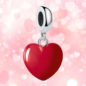 Colgante de Corazón Rojo y Plateado, Chapado en Oro de 18K, con Circonita Natural, para Joyería o Regalo - Product Image 1