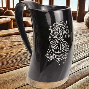 Taza de Cuerno Natural Pulida Grande de Estilo Animal Moderno, Taza Vikinga Ecológica Premium para Beber, Decoración del Hogar, Artesanía HA - Product Image 1