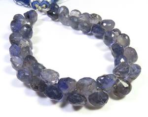 ลูกปัด Briolette สีฟ้า8มม. ทรงหัวหอมสีฟ้า7นิ้วเกลียวเจียระไนแบบเหลี่ยมเพชรพลอย140 - Product Image 1