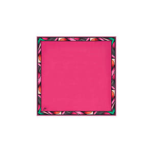 Fuchsia Polyester <b>Square</b> <b>Scarf</b> with Floral and Geometric Pattern - Product Image 1