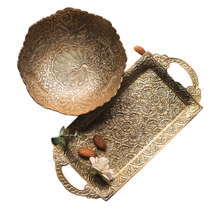 Forme décorative de rectangle de plateau de tôle de finition en laiton antique avec la poignée pour servir dans les hôtels et les restaurants - Product Image 5