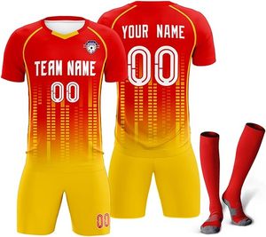 Uniformes de Fútbol Personalizados con Sublimación OEM, Camisetas de Fútbol Transpirables de Manga Corta con Logotipo Personalizado, Uniformes de Fútbol con Cordones Hechos a Medida - Product Image 1