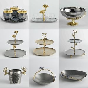 Bandeja de servicio decorativa de lujo moderna artesanía madera y aluminio patrón Horizontal para celebraciones de cumpleaños de boda de Ramadán - Product Image 2