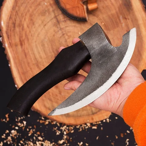 Cabeza de hacha vikinga de acero de Damasco grabada personalizada, Funda de cuero decorativa lista para la batalla, mango de madera forjado a mano, grado Industrial - Product Image 2