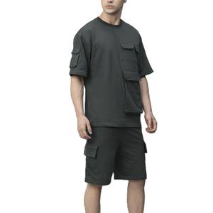 ชุดเสื้อยืดและกางเกงขาสั้นผู้ชายไซส์ใหญ่ ระบายอากาศได้ดี ผลิตจากผ้าฝ้ายออร์แกนิค 100% คุณภาพสูง ชุดลำลองฤดูร้อนสำหรับผู้ชาย เสื้อยืด กางเกงขาสั้น ชุดจ็อกเกอร์ - Product Image 1