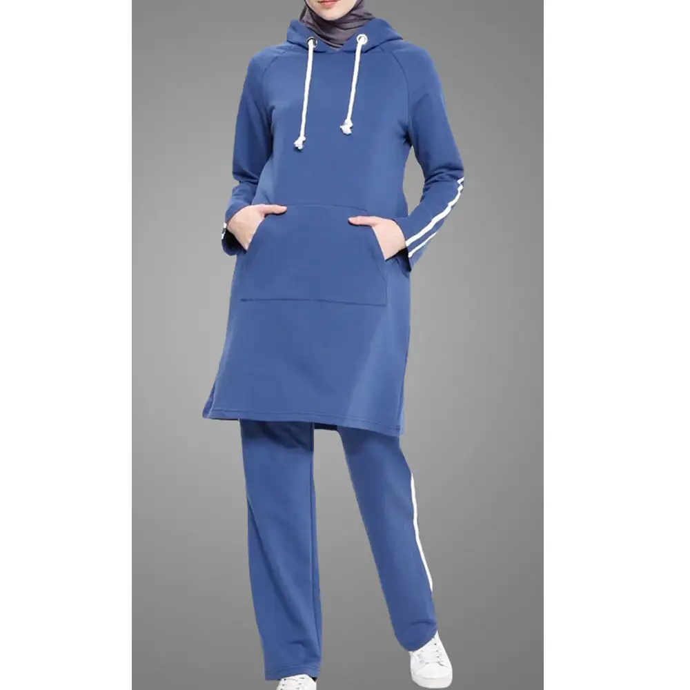 Wholesale OEM Muslim Women Tracksuit Fashion Sleeve Style Sweat Plain Suit Islamic Clothing In Dubai