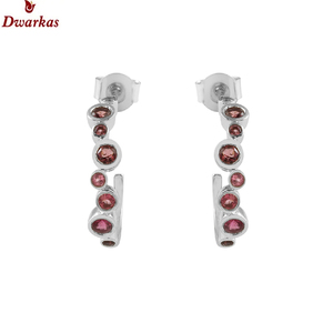 Classic 925 Sterling <b>Silver</b> Half <b>Hoop</b> <b>Earring</b> Pink Topaz Gemstone New Arrival Perfect Wedding Jewelry Gift for Women for Parties - Product Image 2