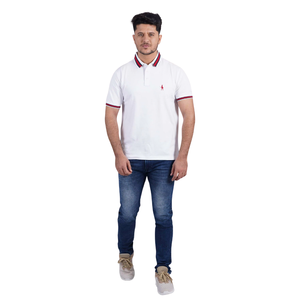 Gran oferta, camisetas con logotipo personalizado de punto Formal de algodón 100% sólido con cuello Unisex para hombre, proveedor al por mayor suave de 220g - Product Image 5