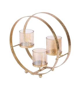 New Arrival Golden Polish 3-Tier round <b>Tea</b> <b>Light</b> Candle Holder with Stand Luxury Unique Design for Weddings and Christmas Gift - Product Image 3