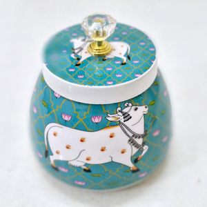 Vente en gros de récipients de stockage décoratifs polyvalents peints à la main avec couvercle en céramique au design traditionnel pour le stockage de bouteilles et de bocaux - Product Image 1