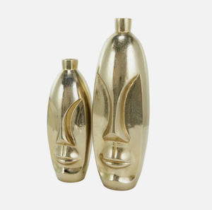 <b>Set</b> of 2 Gold Aluminum Metal Face <b>Vases</b> Handmade High Quality Modern Farmhouse Design Floor <b>Vase</b> for Home & Garden Decor - Product Image 1