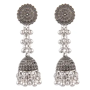 Ensemble de bijoux indien floral en métal perlé breloques clou mariée mariage Jhumka Jhumki boucles d'oreilles fournisseur déclaration ensemble de bijoux pour les femmes